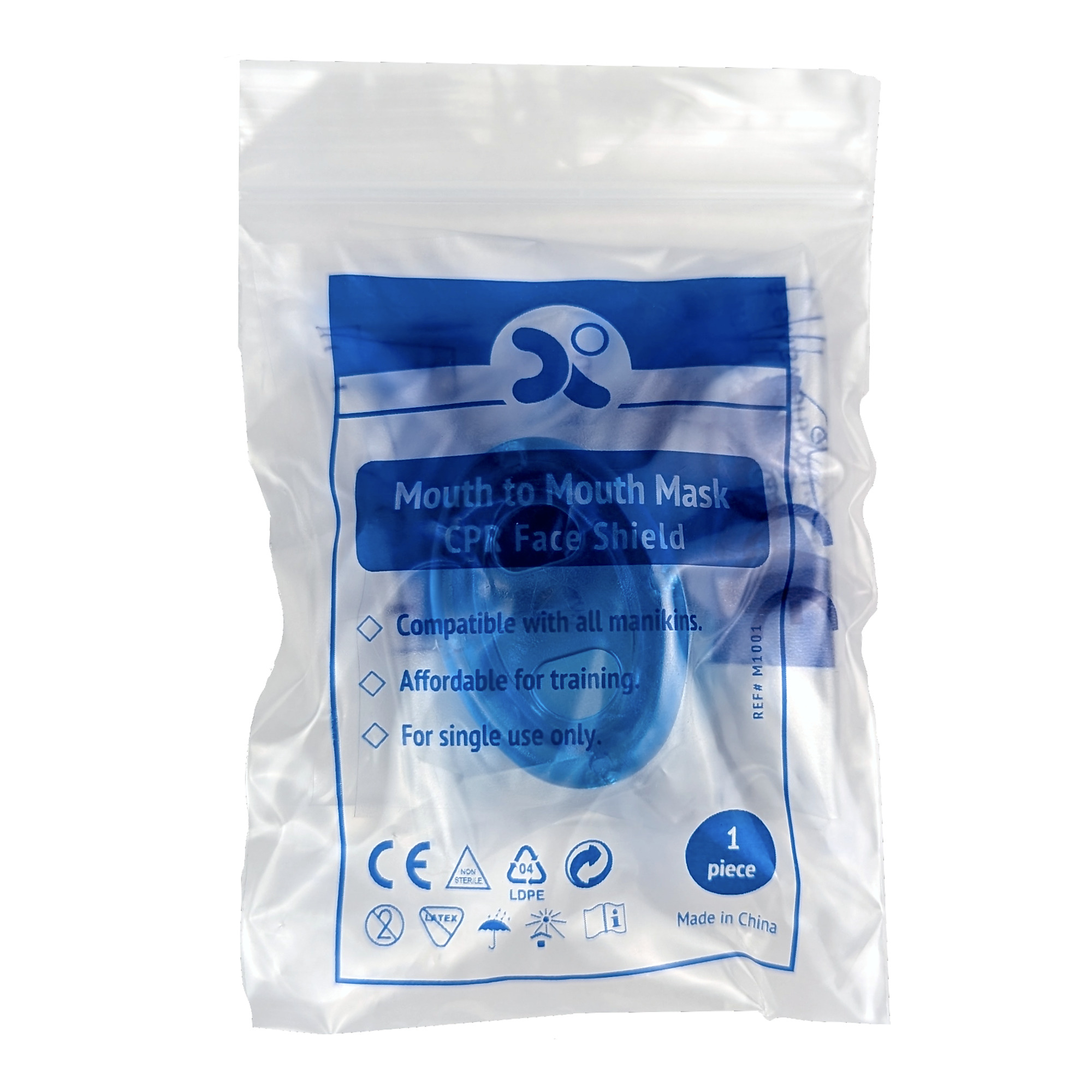 Kemp USA CPR Face/Mouth Disposable Shield — One-Way Valve Filter, Lightweight, Model# 10-532